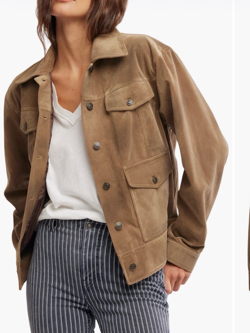 Free people night ranch faux suede trucker jacket